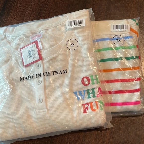 Wondershop Other - NWT SET Wondershop Women's Thermal Pajama Top & Striped Pants Rainbow Cream